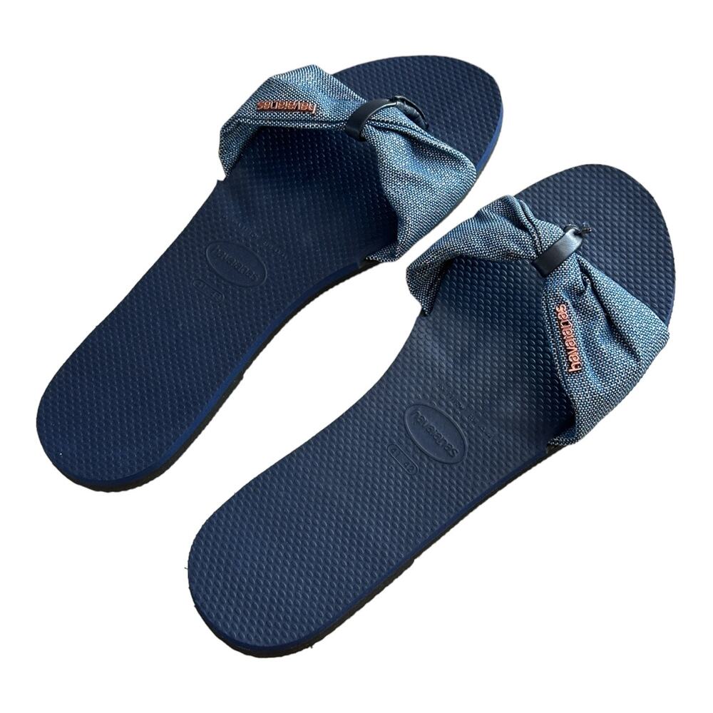 Havaianas Women's You St. Tropez Shine Sandals Navy Blue Size 11/12 US 40/41 BRA